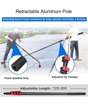 photovoltaic cleaner window cleaning pole Water Fed Pole Kit 20M Length Water Fed Brush W/Squeegee Water Fed Cleaning System 3-In-1 Aluminum Outdoor Window Cleaner Hose Cleaning Tool 7.2 7.2m - Buy Online on SooperMarket.com
