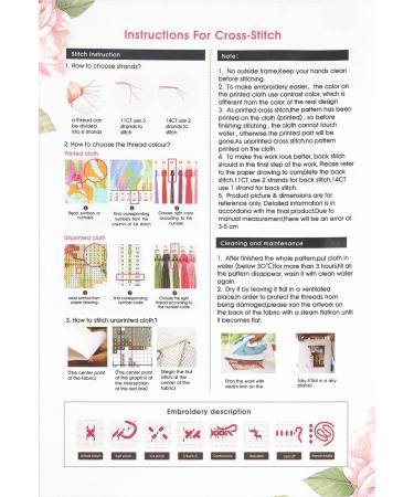 Beginner's Butterfly Stamped Cross Stitch Kit | Floral Cross-Stitch Patterns for Adults | DIY Embroidery Arts and Crafts 13.8''x13.8 - Buy Online on SooperMarket.com