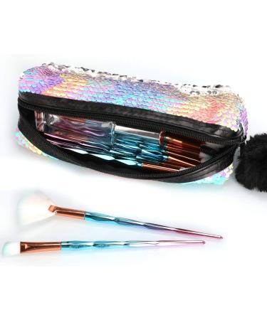 Phogary Sparkle Mermaid Sequin Cosmetic Bag - Reversible Double Color Handbag for Girls & Women | Silver & Pink M ppchen - Buy Online on SooperMarket.com