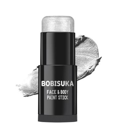 BOBISUKA Silver Face Paint Stick Waterproof Metallic Silver Full Body Paint Sticks Blendable Painting Kit for Halloween Makeup SFX Cosplay Special Effects Parties Cosplay Costume Stage