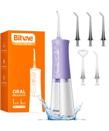 Bitvae Water Dental Flossers for Teeth Cordless Flosser with 3 Modes & 5 Intensities Water Teeth Cleaner Picksfor Teeth Cleaning IPX7 Waterproof & Rechargeable Portable for Travel Purple