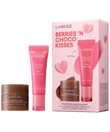 LANEIGE Lip Glowy Balm: Hydrate Glossy Lightweight Moisturize & Tint with Shea Butter Berries 'N Choco Kisses Set