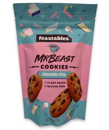Feast Exclusive Limited Edition Beast Chocolate Chip Cookies, Plant Based, Gluten Free, 6 oz 170 grams