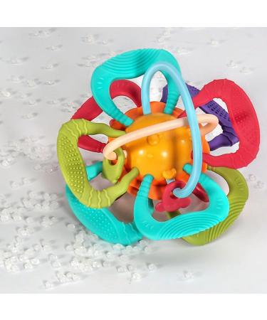 Baby Teether Toy - Soft Rattle & Sensory Ball for Teething Pain Relief | Food Grade Safe, Colorful Design | Infant Grip & Gum Massage - Buy Online on SooperMarket.com