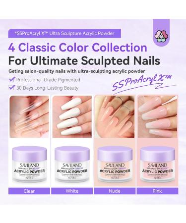 SSProAcryl Ultra-Smooth Acrylic Powder: 4x30g Clear White Nude Pink Acrylic Nail Powder Keratin Acrylic Powder Set Moderate Drying Professional Nail Powder Nail Extension Carving 3D Nail Art Salon 4 colors (transparent white nude pink) - Buy Online on SooperMarket.com