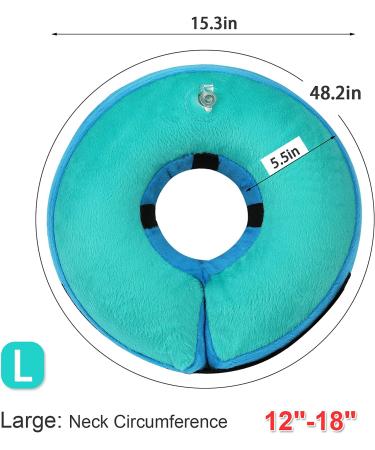 MUKSIRON Inflatable Dog Cone Collar | Adjustable Recovery Collar for Dogs & Cats | Prevent Biting & Scratching | Green-Blue | Large Size - Buy Online on SooperMarket.com