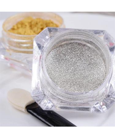 Nail Powder Hisight 2pcs - Mirror Glitter Chrome Pigment Powder for Nail Art - Gold Silver Sequins with Sponge Stick - Buy Online on SooperMarket.com