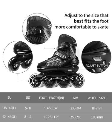 Adjustable Inline Hockey Skates - High Performance Blades for Men and Women - Black - Size Large (5-8US) - Buy Online on SooperMarket.com
