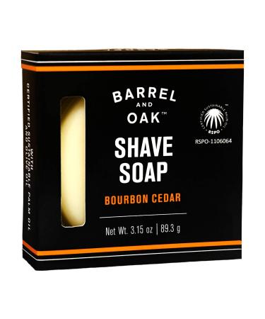 Barrel and Oak - Classic Shave Soap, Men's Shaving Soap, Conditioning Shave Soap, Cleanses & Moisturizes, Rich Lather for Traditional Wet Shave, Certified Sustainable Palm Oil (Bourbon Cedar, 3.15 oz)