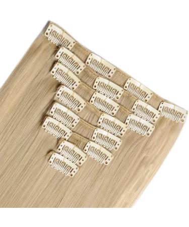 Silk-co Clip in Hair Extensions - 100% Synthetic 23 Inch Straight Blond & Bleach Blond Hairpieces - 8pcs for Full Head Coverage - Buy Online on SooperMarket.com