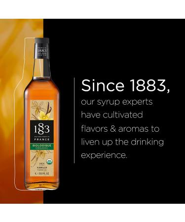 1883 Organic Vanilla Syrup 1 Liter - Smooth Flavor for Hot & Iced Beverages | Gluten-Free, Vegan, Non-GMO | Made in France | Glass Bottle - Buy Online on SooperMarket.com