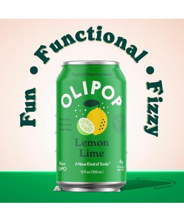 OLIPOP Lemon Lime Sparkling Tonic | Prebiotic Soft Drink with 9g Plant Fiber | Botanical-Rich & Low-Calorie | 4g Sugar per Can | Caffeine-Free & Vegan | Non-GMO | 12oz 12-Pack - Buy Online on SooperMarket.com