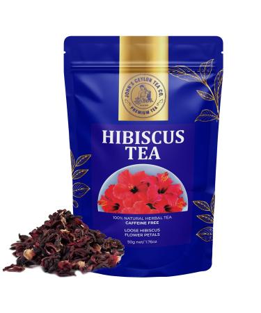 Premium Pure Hibiscus Tea - | Exquisite Floral Infusion | Vitamin-C Rich & Refreshing | 100% Pure Dried Hibiscus flowers Herbal Tea 50g Loose Tea| Hot or Iced Tea.