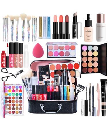 CHSEEO 34PCS Professional Makeup Set & Portable Travel All-in-One Cosmetic Set Eyeshadows Highlighter Lipstick Blush Brushes Compact and Lightweight Design for Girls Women #1*34PCS
