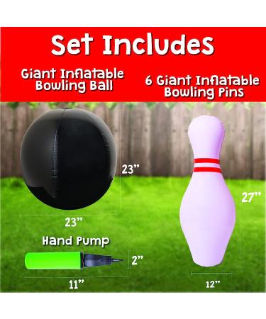 Island Genius Giant Inflatable Bowling Game Set for Kids - Indoor/Outdoor Jumbo Ball and Pins, Perfect for Birthday Parties and Lawn Games - Buy Online on SooperMarket.com