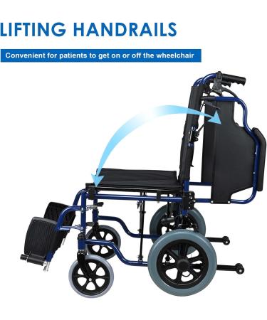 LIVINGbasics Light Weight Transport Wheelchair With Hand Brakes 17.7-Inch Wide Seat Foldable Support Weight Upto 220 Lbs - Buy Online on SooperMarket.com