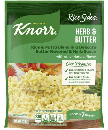 Knorr, Rice Sides, Flavor, 5.4oz Pouch (Pack of 6) (Choose Flavors Below) (Herb & Butter Rice) Butter,Herb