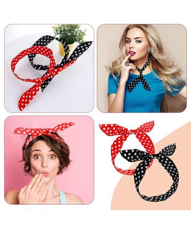 Lusofie Black Red Polka Dot Headband Set - Cute Bow Wire Bandana Headwrap for Women and Girls - Buy Online on SooperMarket.com