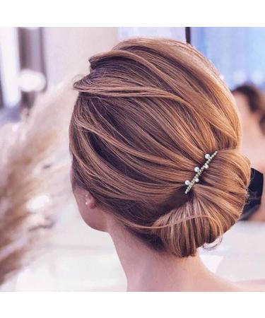 Aneneiceera Bride Wedding Crystal Hair Comb Clip Gold Hair Side Combs Pearl Hair Comb Rhinestone Headpieces Bride Hair Piece bridesmaid Hair Accessories for Women and Lady Girls(Gold A)