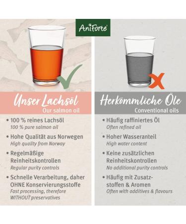 AniForte Premium Salmon Oil 500ml for Dogs, Cats, Horses & Pets - 100% Pure Norwegian Fish Oil with Omega 3, 6, EPA, DHA & ALA for Coat, Skin, Joints & Brain Health - Buy Online on SooperMarket.com