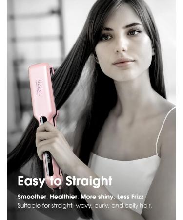 ANGENIL Argan Oil Flat Iron & Curling Iron - Dual Voltage Ceramic Straightener for Thick Hair - 1.6 Inch Quick Styling - Professional Portable Design - Buy Online on SooperMarket.com