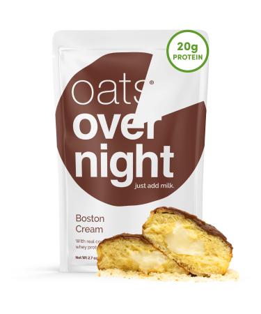 Oats Overnight - Boston Cream - Vegan High Protein Low Sugar Breakfast Shake - Gluten Free High Fiber Non GMO Oatmeal (2.7 oz per meal) (24-Pack)