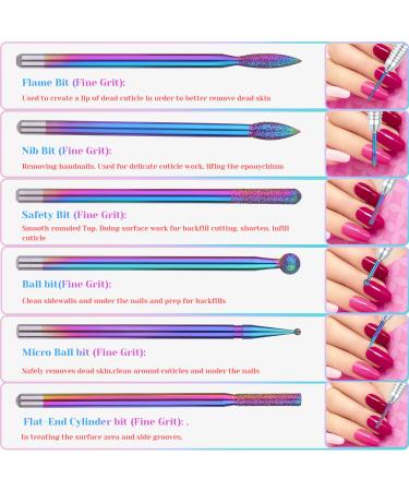 Flasoo Nail Drill Bit Set - 12Pcs Fine Grits Efile Bits for Acrylic and Gel Nails | Electric Manicure Machine Accessories for Home and Salon Use - Buy Online on SooperMarket.com