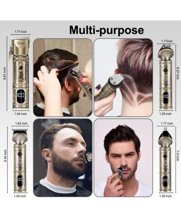 Hatteker Professional Hair Clipper & T-Blade Trimmer Set for Men - Cordless Rechargeable Grooming Kit with LED Display (Gold) | Best International Shipping - Buy Online on SooperMarket.com