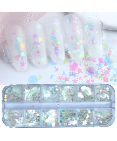 4 Boxes Iridescent White Nail Glitter Mylar Flakes - Nail Art Confetti Sequins for Makeup, Nails & Resin Crafts | LoveOurHome - Buy Online on SooperMarket.com