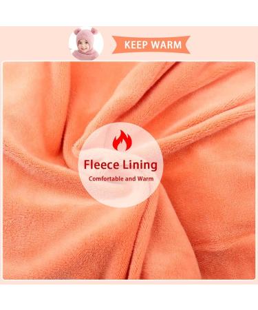 Mamunu Girls Winter Hat - Cute Pink Knit Beanie with Pompom & Fleece Lining for Ages 2-5 - Warm Shawl Cap for Children - Buy Online on SooperMarket.com