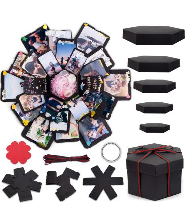 Koogel Explosion Gift Box  Handmade Exploding Photo Album Preassembled Surprise Picture Pop Up Love Box with Creative DIY Scrapbooking Accessories for Anniversary Birthday Wedding Memory Party