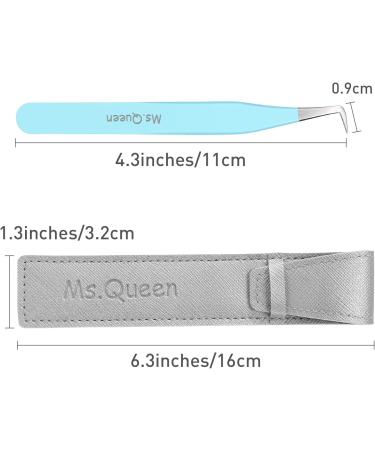Ms. Queen Volume Fiber Tip Grip Lash Tweezers - Blue | L-Shape Boot Mega Volume Mink Lashes Tweezers - Buy Online on SooperMarket.com