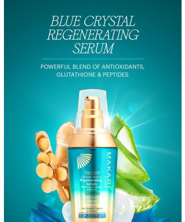 Makari Blue Regenerating Crystal Serum 1.7 OZ | Brightening & Tightening Body Serum with Natural Glutathione | Anti-Aging Dark Spot Reduction & Even Complexion - Buy Online on SooperMarket.com