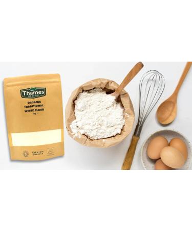Traditional Organic White Flour-Certified Organic Non-GMO Vegan No Additives No Preservatives Resealable Bag by Thames Organic 1kg - Buy Online on SooperMarket.com