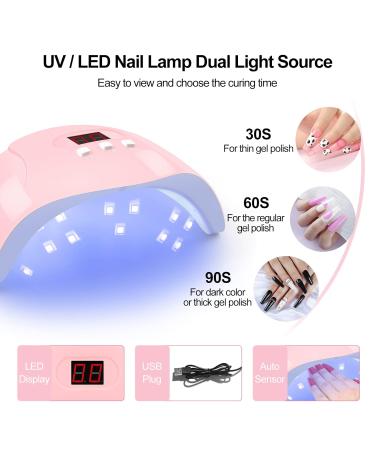 COSCELIA UV LED Nail Lamp 36W | Portable Gel Nail Dryer with Timer | Professional Nail Hardening Lamp (Pink) - Buy Online on SooperMarket.com