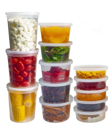 DuraHome Food Storage Containers with Lids 8oz, 16oz, 32oz Freezer Deli Cups Combo Pack, 44 Sets BPA-Free Leakproof Round Clear Takeout Container Meal Prep Microwavable, Airtight Lids (Mixed Sizes) 44 Sets - Mixed sizes