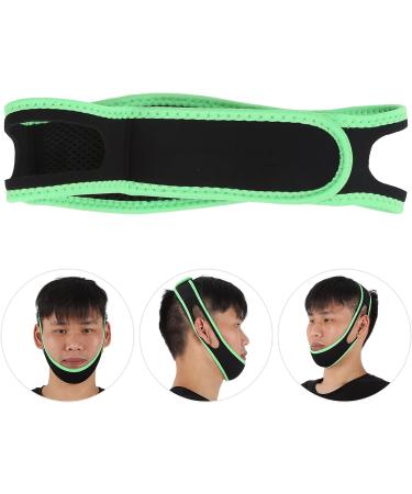 Adjustable Anti-Snoring Chin Strap for Better Sleep | Breathable Jaw Support Belt with Fluorescent Green Edge Covering - Buy Online on SooperMarket.com
