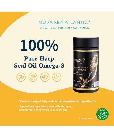 Easy to Swallow Harp Seal Oil Omega-3-6-9 by Nova Sea Atlantic | Made in Canada | Rich Source of EPA DHA & DPA for Good Health | 100% Natural Chemical-Free Non-GMO | 250mg - 120 Softgels 120 count (Pack of 1) - Buy Online on SooperMarket.com