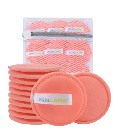 SINLAND Reusable Microfiber Makeup Remover Pads for Face Eye Lips 12Pack Washable Cotton Rounds for All Skin Types Built-in Sponge for Facial Cleansing Exfoliating with Laundry Bag(3.15inchx12 Pink) Pink 3.15inchx12pack