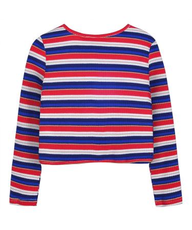 BONNY BILLY Girls Knitted Cotton Cardigan Shrug - 7-8 Years, Stripe Red - Buy Online on SooperMarket.com