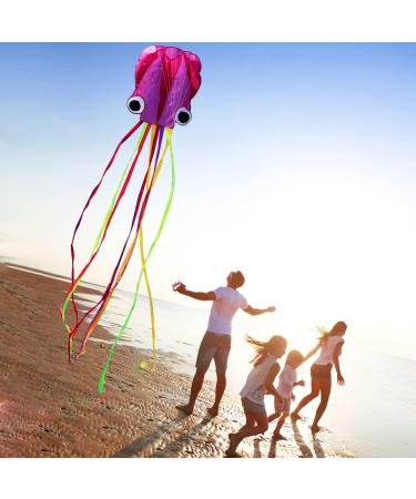 HENGDA KITE: Large Easy Flyer Octopus Kite for Kids - 31 Inches Wide - Perfect for Beach or Park - Orange & Purple - Buy Online on SooperMarket.com