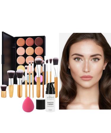 RoseFlower 15 Color Concealer Makeup Palette with 11 Makeup Brushes - Professional Salon Quality for Daily Use | 001 Set A - Buy Online on SooperMarket.com