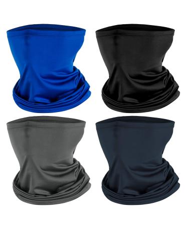 4 Pack Neck Gaiter Face Mask : Balaclava Mask & Bandana Headband for Men Women Blue&black&gray&dark Blue