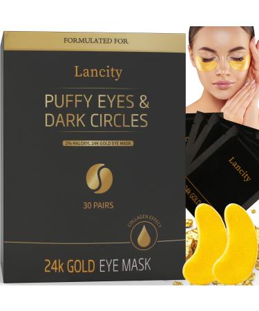 Under Eye Patches (30 Pairs) 2% Haloxyl 24K Gold Eye Masks Enriched with Abundant Collagen | Diminish Dark Circles and Puffiness | Anti-Aging Smooth Fine Line Nourish Skin