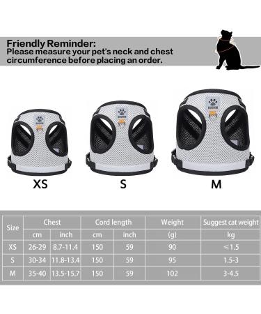 Cat Harness and Lead Set Adjustable Cat Harness Escape Proof Cat Kitten Harness for Walking Breathable Cat Harness with Reflective Stripe and Leash Set for Small Medium Cats Pets (S) - Buy Online on SooperMarket.com