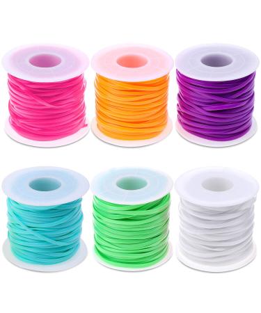 Lanyard String Kit Cridoz 6Pack Plastic Lacing Cord Gimp String Lanyard Weaving Kit for Bracelets Keychains Crafts Color A