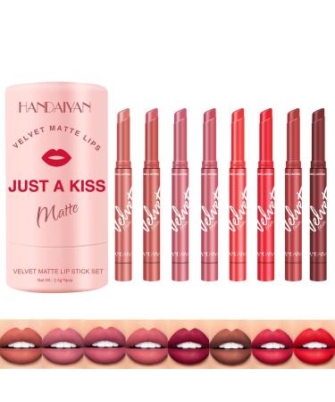 8 Colors Matte Lipstick Set Moisturizing Lipstick Lip Balm Long-lasting Lipstick Tube Makeup Kit for Women Girls