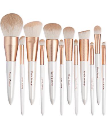 Makeup Brushes Set  EVRCHGIEA 12pcs Premium Eye Shadow  Eyebrows  Eyeliner  Concealer  Lip Liner Foundation Makeup Brush White Travel Makeup Set Cruelty-Free Synthetic Fiber Bristles white 12pcs