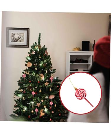 HOLIDYOYO 4pcs Lollipop Pendant Christmas Tree Hanging Peppermint Fake Christmas Candy Lollipops Red Plastic Red 11.60X5.00X1.60CM - Buy Online on SooperMarket.com