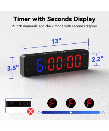 Seesii 13 Inch Gym Timer with Remote - Customizable Interval Workout Clock for HIIT, Crossfit, and Home Gym - Buy Online on SooperMarket.com